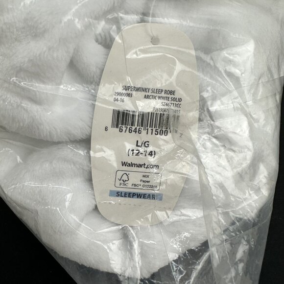 New NWT Superminky Sleep Robe Women's Size Large 12-14 Arctic White Solid Spa - Picture 2 of 5